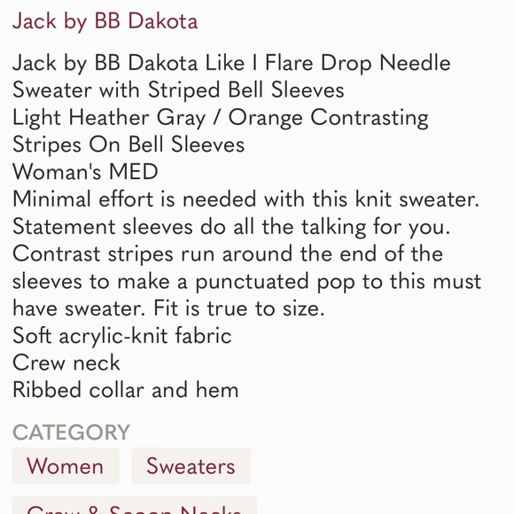 Jack by BB Dakota Like I Flare Drop Needle Sweater size Medium - Picture 11 of 11